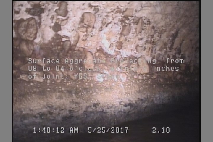 Surface Aggregate Projecting, from 08 to 04 o'clock, within 8 inches of joint: YES, Start