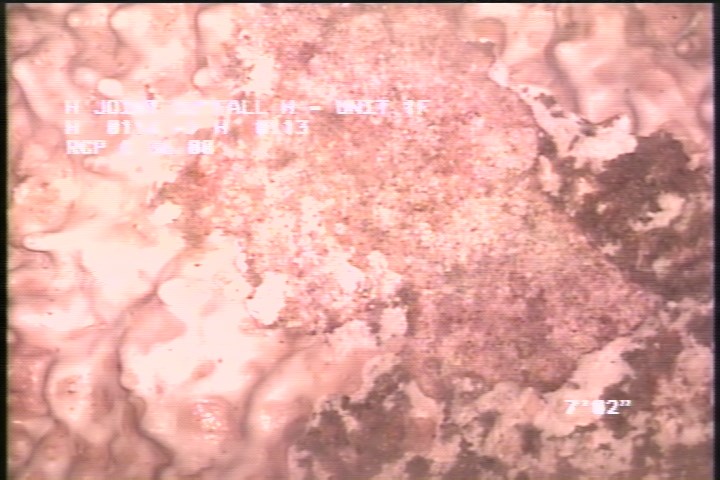 Surface Spalling, from 08 to 04 o'clock, within 8 inches of joint: YES, Start - FLAKING BLISTERING CONCRETE UNDER MAG COAT