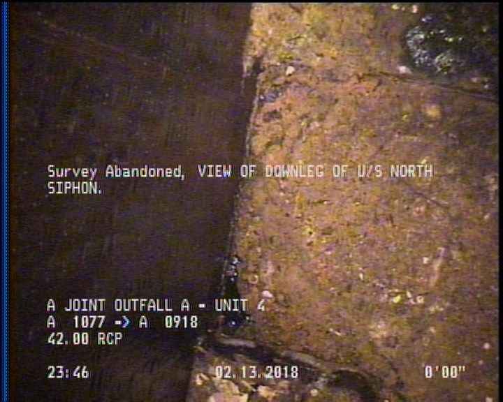 Survey Abandoned - VIEW OF DOWNLEG OF U/S NORTH SIPHON.