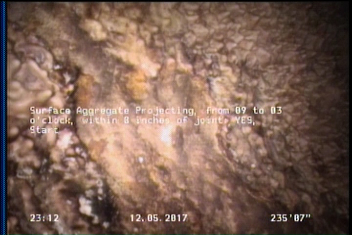 Surface Aggregate Projecting, from 09 to 03 o'clock, within 8 inches of joint: YES, Start
