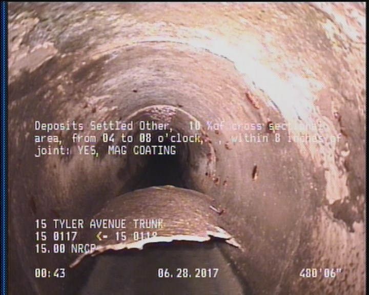 Deposits Settled Other, 10 %of cross sectional area, from 04 to 08 o'clock, , within 8 inches of joint: YES - MAG COATING