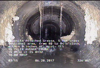 Deposits Attached Grease, 5 %of cross sectional area, from 08 to 04 o'clock, , within 8 inches of joint: YES