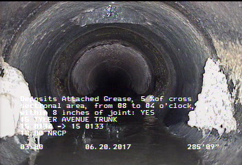 Deposits Attached Grease, 5 %of cross sectional area, from 08 to 04 o'clock, , within 8 inches of joint: YES