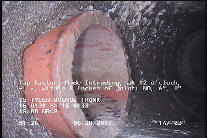 Tap Factory Made Intruding, at 12 o'clock, -, -, within 8 inches of joint: NO, 6", 1"