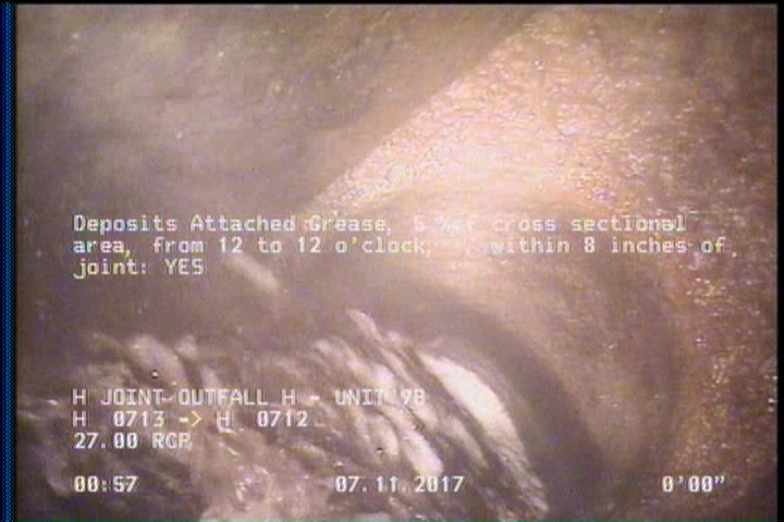 Deposits Attached Grease, 5 %of cross sectional area, from 12 to 12 o'clock, , within 8 inches of joint: YES