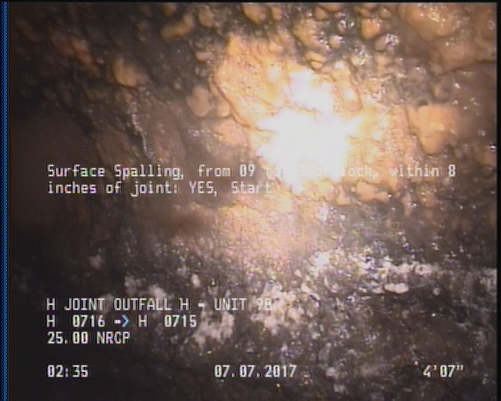 Surface Spalling, from 09 to 03 o'clock, within 8 inches of joint: YES, Start