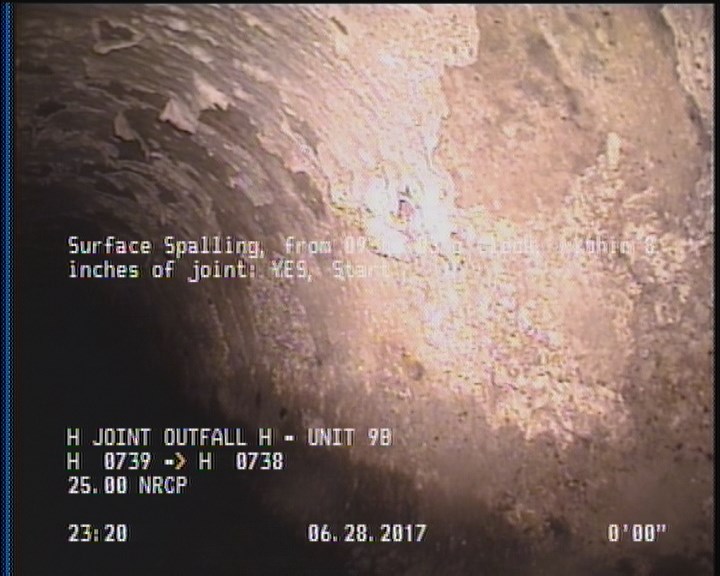 Surface Spalling, from 09 to 03 o'clock, within 8 inches of joint: YES, Start