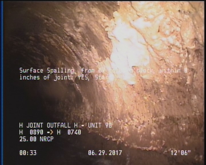 Surface Spalling, from 09 to 03 o'clock, within 8 inches of joint: YES, Start