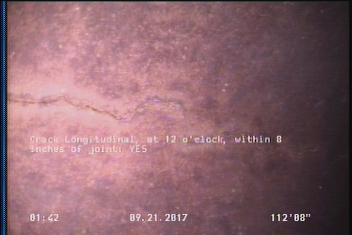 Crack Longitudinal, at 12 o'clock, within 8 inches of joint: YES