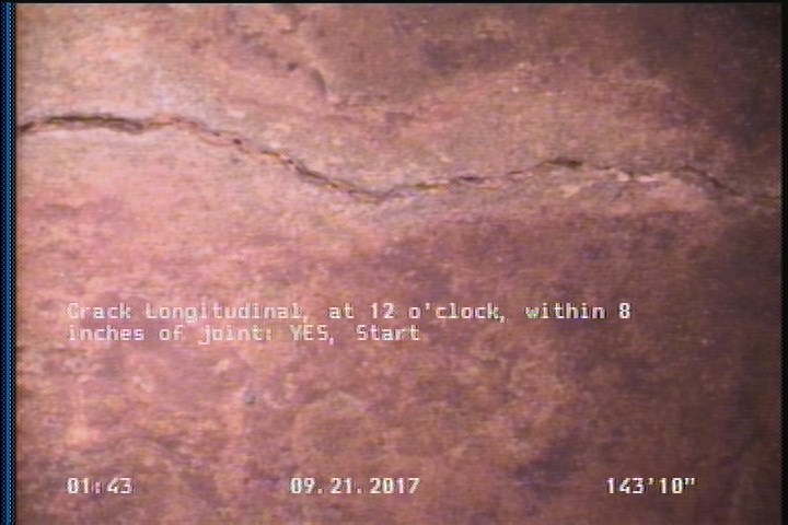 Crack Longitudinal, at 12 o'clock, within 8 inches of joint: YES, Start