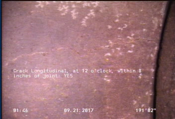 Crack Longitudinal, at 12 o'clock, within 8 inches of joint: YES