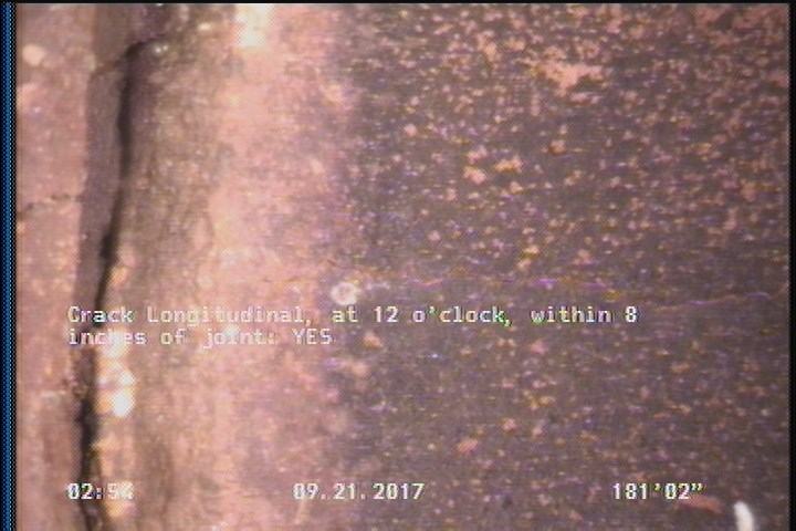 Crack Longitudinal, at 12 o'clock, within 8 inches of joint: YES
