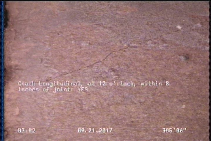 Crack Longitudinal, at 12 o'clock, within 8 inches of joint: YES