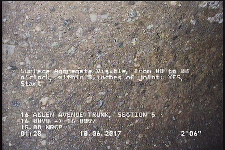 Surface Aggregate Visible, from 08 to 04 o'clock, within 8 inches of joint: YES, Start
