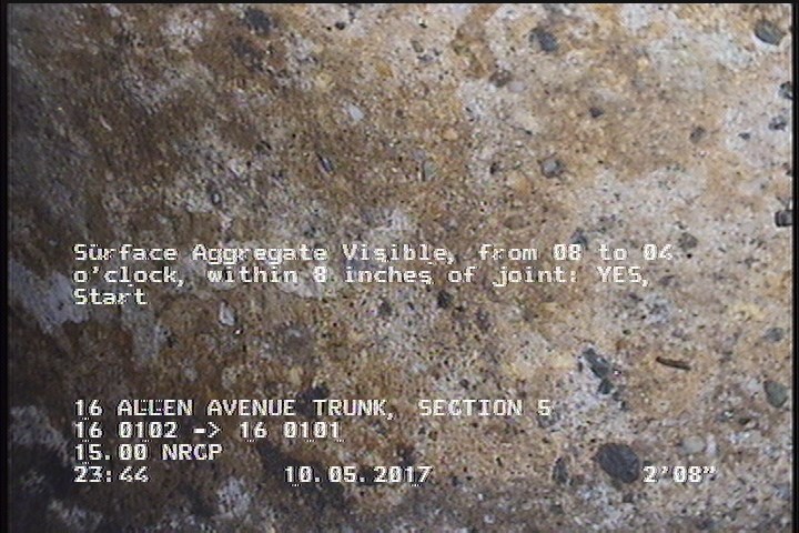 Surface Aggregate Visible, from 08 to 04 o'clock, within 8 inches of joint: YES, Start