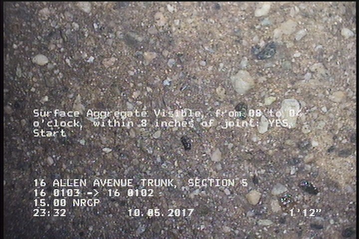 Surface Aggregate Visible, from 08 to 04 o'clock, within 8 inches of joint: YES, Start
