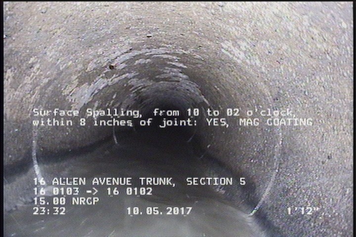 Surface Spalling, from 10 to 02 o'clock, within 8 inches of joint: YES, Start - MAG COATING