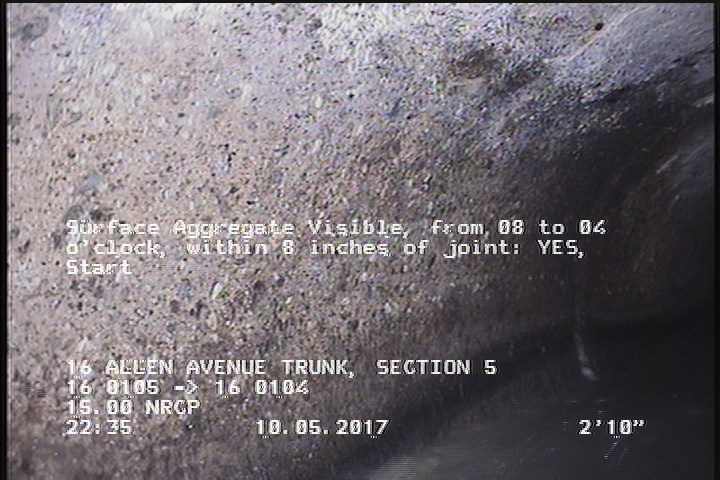 Surface Aggregate Visible, from 08 to 04 o'clock, within 8 inches of joint: YES, Start