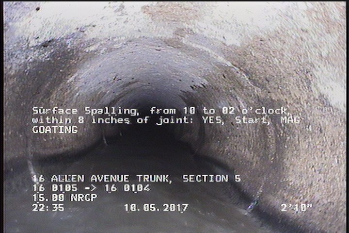 Surface Spalling, from 10 to 02 o'clock, within 8 inches of joint: YES, Start - MAG COATING