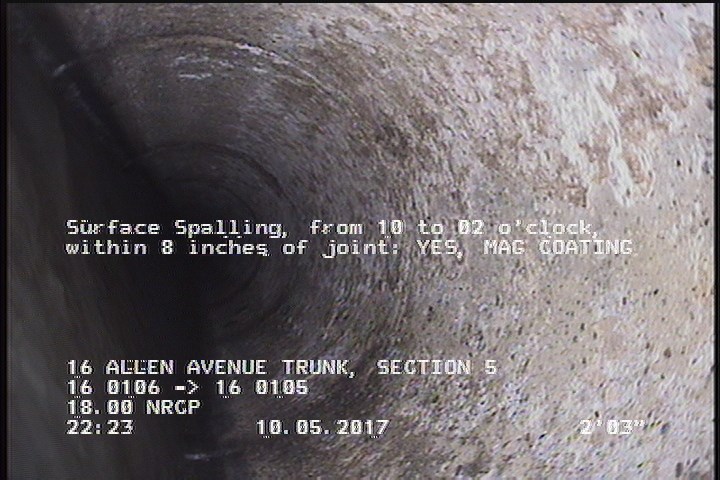 Surface Spalling, from 10 to 02 o'clock, within 8 inches of joint: YES, Start - MAG COATING