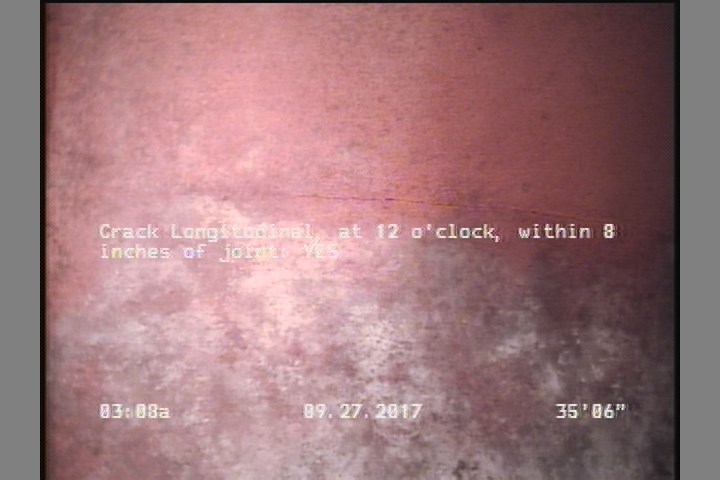 Crack Longitudinal, at 12 o'clock, within 8 inches of joint: YES, Start