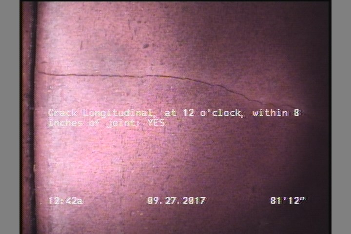 Crack Longitudinal, at 12 o'clock, within 8 inches of joint: YES