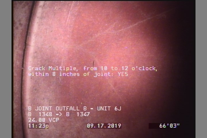 Crack Multiple, from 10 to 12 o'clock, within 8 inches of joint: YES