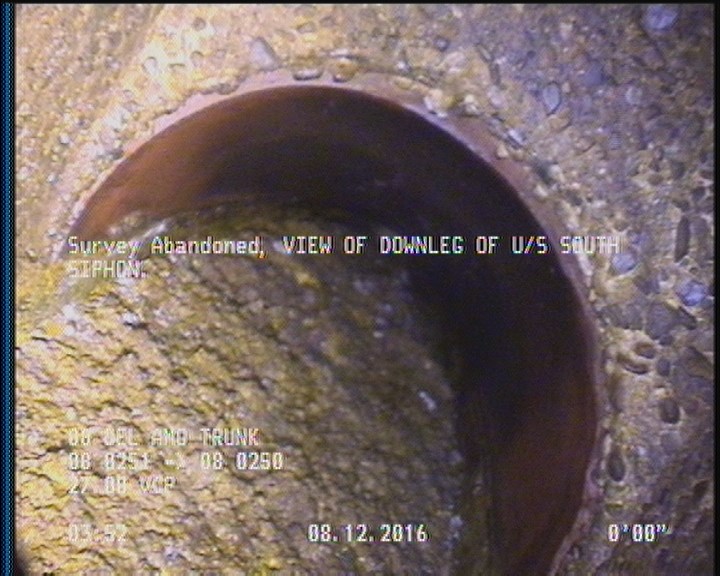 Survey Abandoned - VIEW OF DOWNLEG OF U/S SOUTH SIPHON.