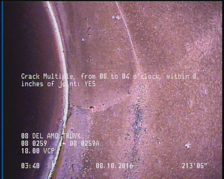 Crack Multiple, from 08 to 04 o'clock, within 8 inches of joint: YES