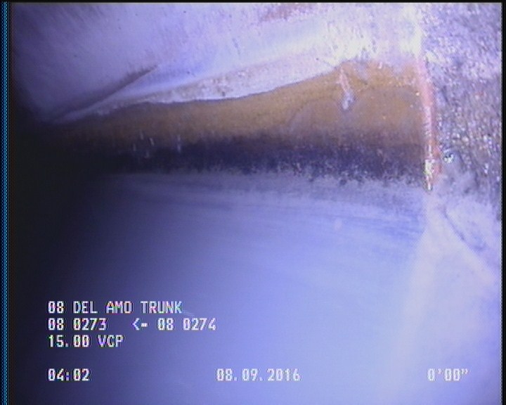 Deposits Attached Grease, 5 %of cross sectional area, from 04 to 08 o'clock, , within 8 inches of joint: YES, Start
