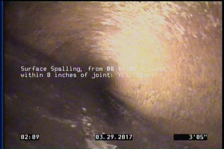 Surface Spalling, from 08 to 04 o'clock, within 8 inches of joint: YES, Start