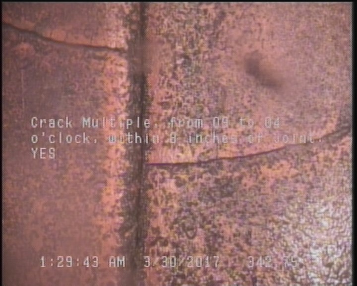 Crack Multiple, from 09 to 04 o'clock, within 8 inches of joint: YES