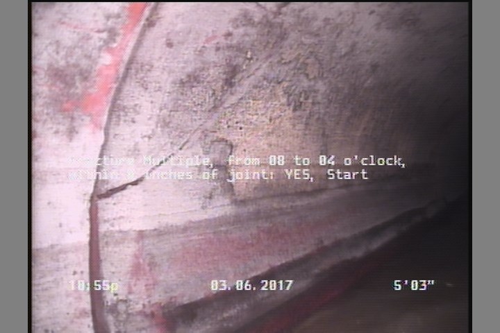 Fracture Multiple, from 08 to 04 o'clock, within 8 inches of joint: YES, Start