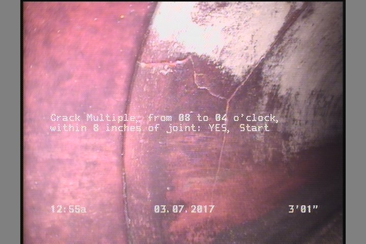 Crack Multiple, from 08 to 04 o'clock, within 8 inches of joint: YES, Start