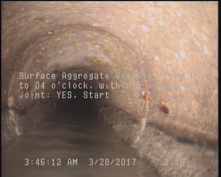 Surface Aggregate Visible, from 08 to 04 o'clock, within 8 inches of joint: YES, Start
