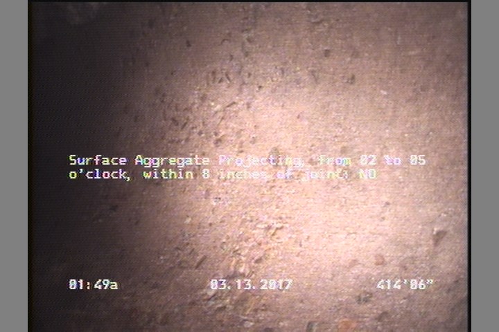 Surface Aggregate Projecting, from 02 to 05 o'clock, within 8 inches of joint: NO