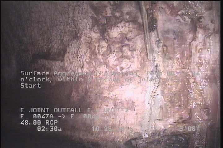 Surface Aggregate Projecting, from 08 to 04 o'clock, within 8 inches of joint: YES, Start