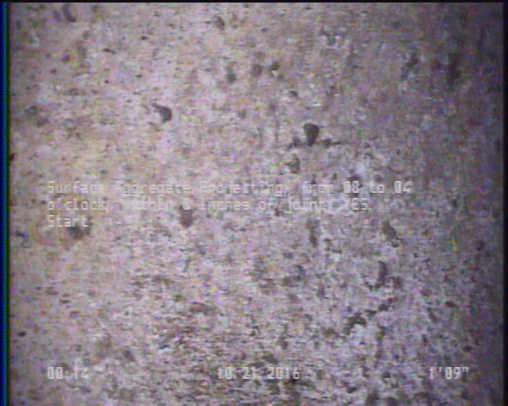 Surface Aggregate Projecting, from 08 to 04 o'clock, within 8 inches of joint: YES, Start