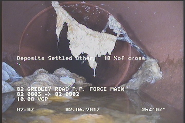 Deposits Settled Other, 10 %of cross sectional area, at 06 o'clock, , within 8 inches of joint: NO