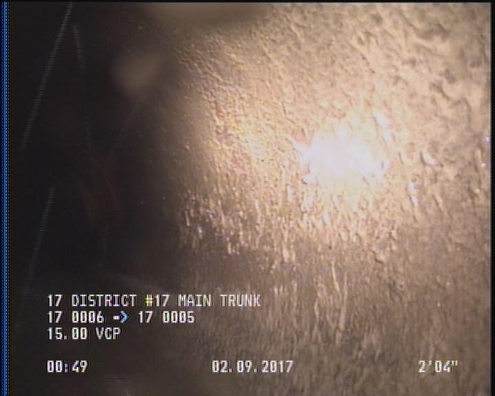 Deposits Attached Grease, 5 %of cross sectional area, from 03 to 09 o'clock, , within 8 inches of joint: YES, Start