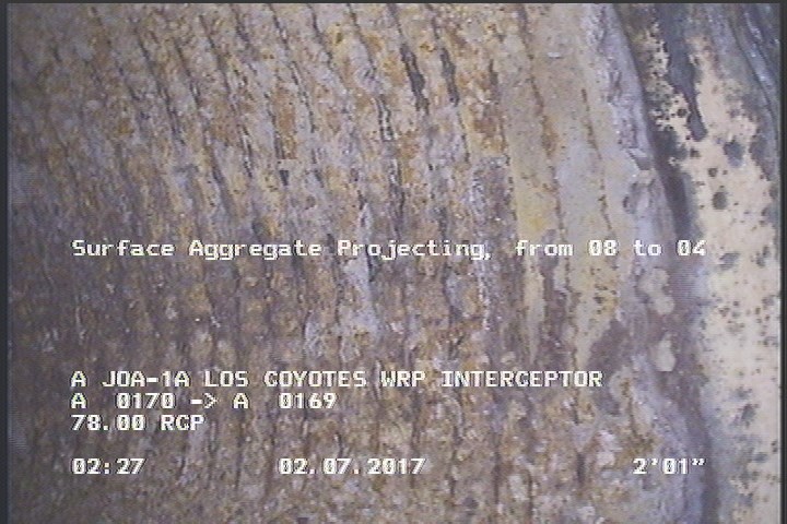 Surface Aggregate Projecting, from 08 to 04 o'clock, within 8 inches of joint: YES, Start