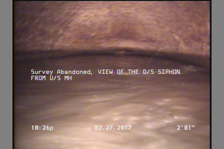 Survey Abandoned - VIEW OF THE D/S SIPHON FROM U/S MH