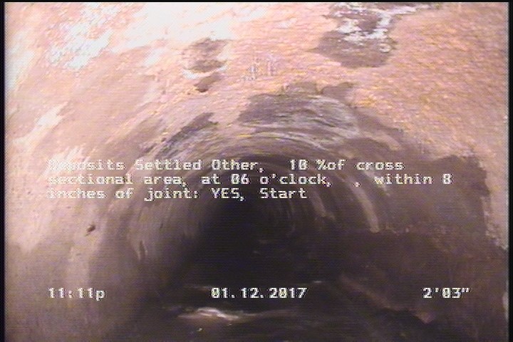 Deposits Settled Other, 10 %of cross sectional area, at 06 o'clock, , within 8 inches of joint: YES, Start