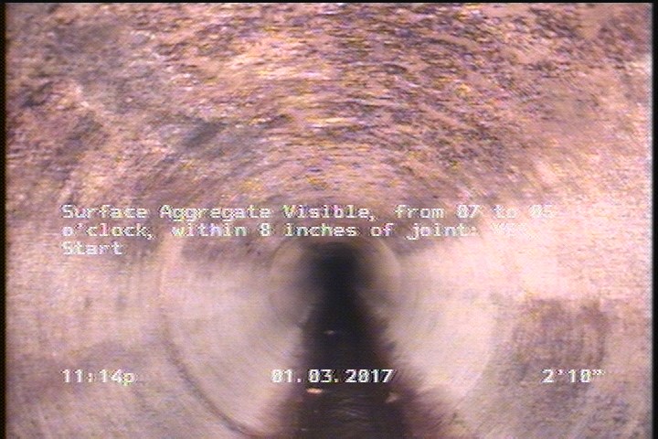 Surface Aggregate Visible, from 07 to 05 o'clock, within 8 inches of joint: YES, Start