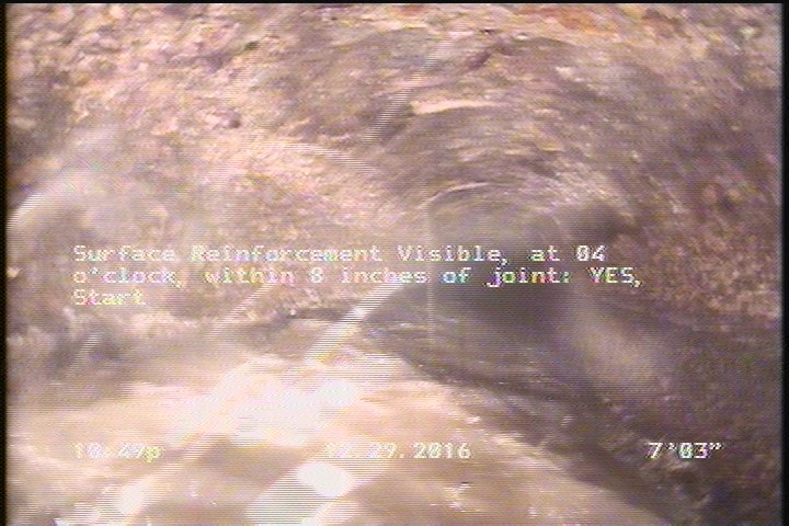 Surface Reinforcement Visible, from 08 to 04 o'clock, within 8 inches of joint: YES, Start