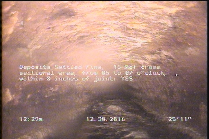 Deposits Settled Fine, 15 %of cross sectional area, from 05 to 07 o'clock, , within 8 inches of joint: YES