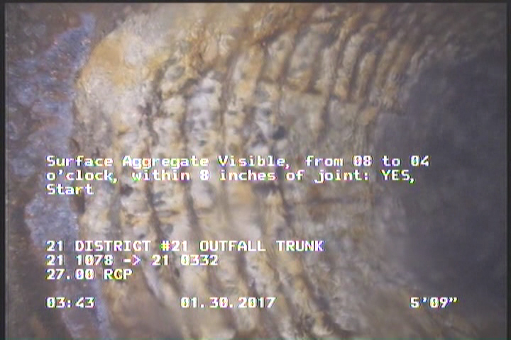 Surface Aggregate Visible, from 08 to 04 o'clock, within 8 inches of joint: YES, Start