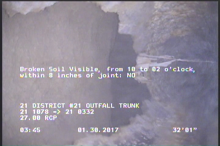 Broken Soil Visible, from 10 to 02 o'clock, within 8 inches of joint: NO