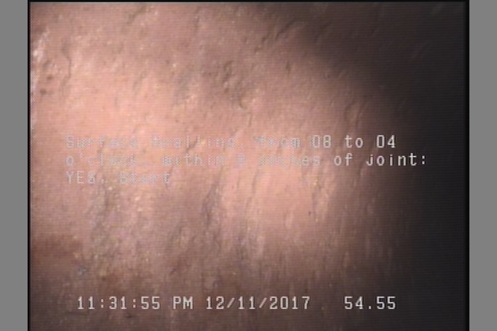 Surface Spalling, from 08 to 04 o'clock, within 8 inches of joint: YES, Start