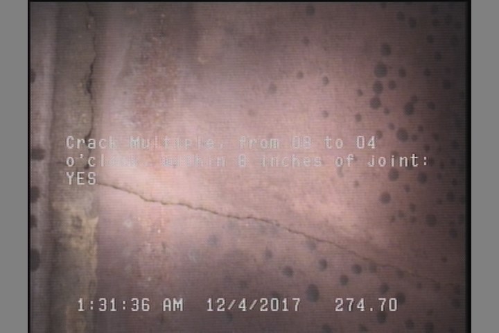 Crack Multiple, from 08 to 04 o'clock, within 8 inches of joint: YES